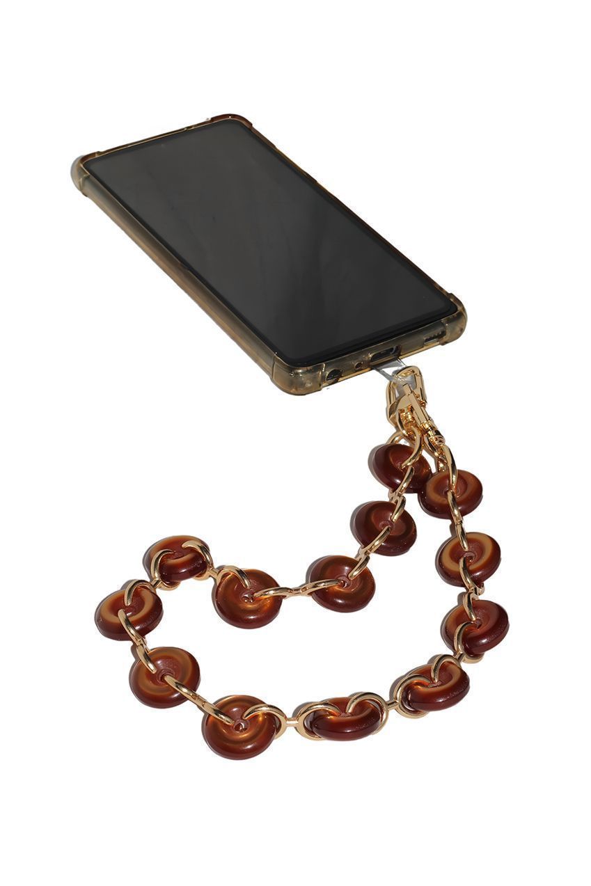 Acrylic Metal Chain Phone Strap - Brown CHP-005