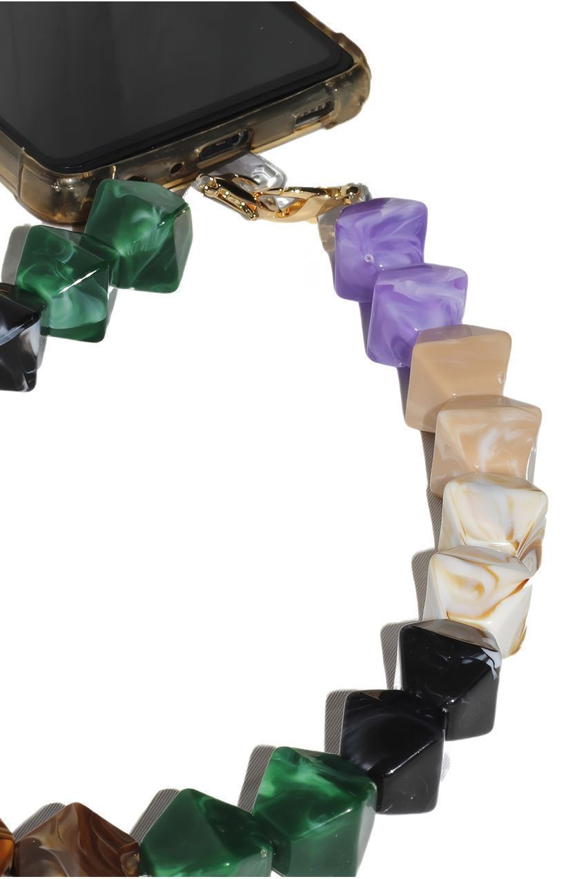 Acrylic Rhombohedral Crystal Phone Strap - Multicolour Green CHP-006-1