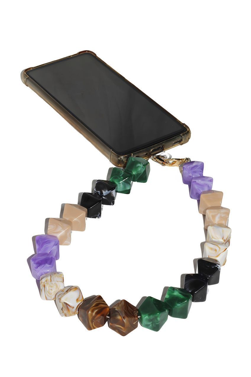 Acrylic Rhombohedral Crystal Phone Strap - Multicolour Green CHP-006-1