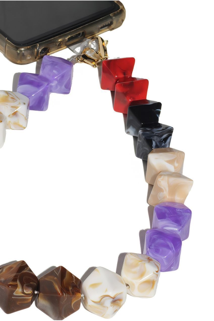 Acrylic Rhombohedral Crystal Phone Strap - Multicolour Red CHP-006