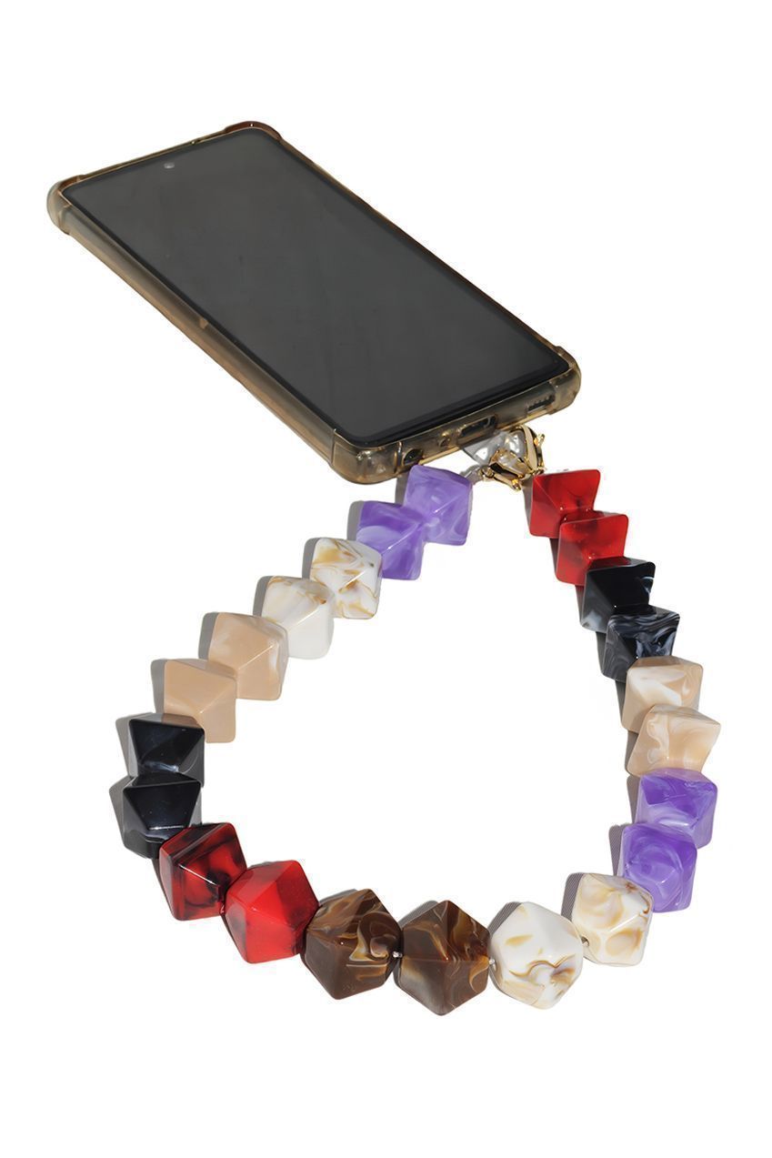 Acrylic Rhombohedral Crystal Phone Strap - Multicolour Red CHP-006