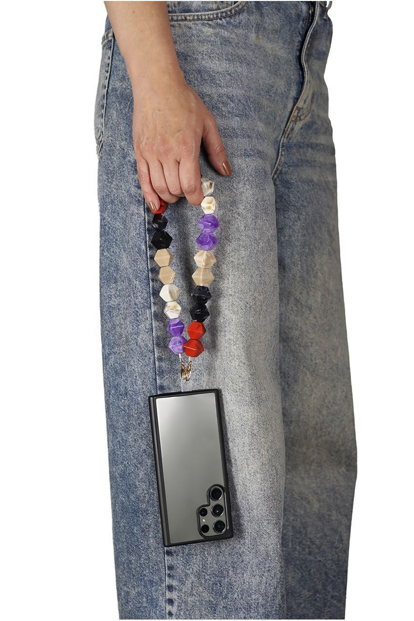 Acrylic Rhombohedral Crystal Phone Strap - Multicolour Red CHP-006