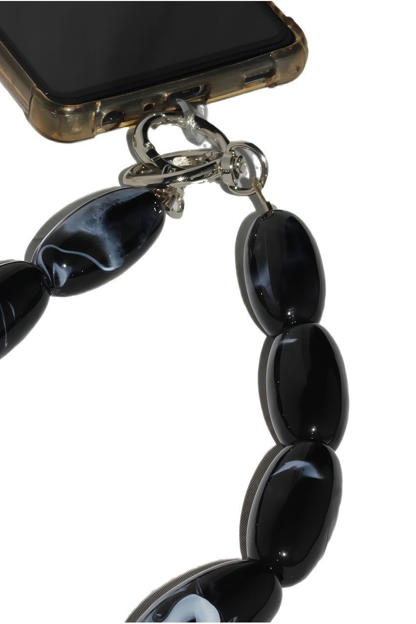 Acrylic Gemstone Phone Strap - Black CHP-008-1