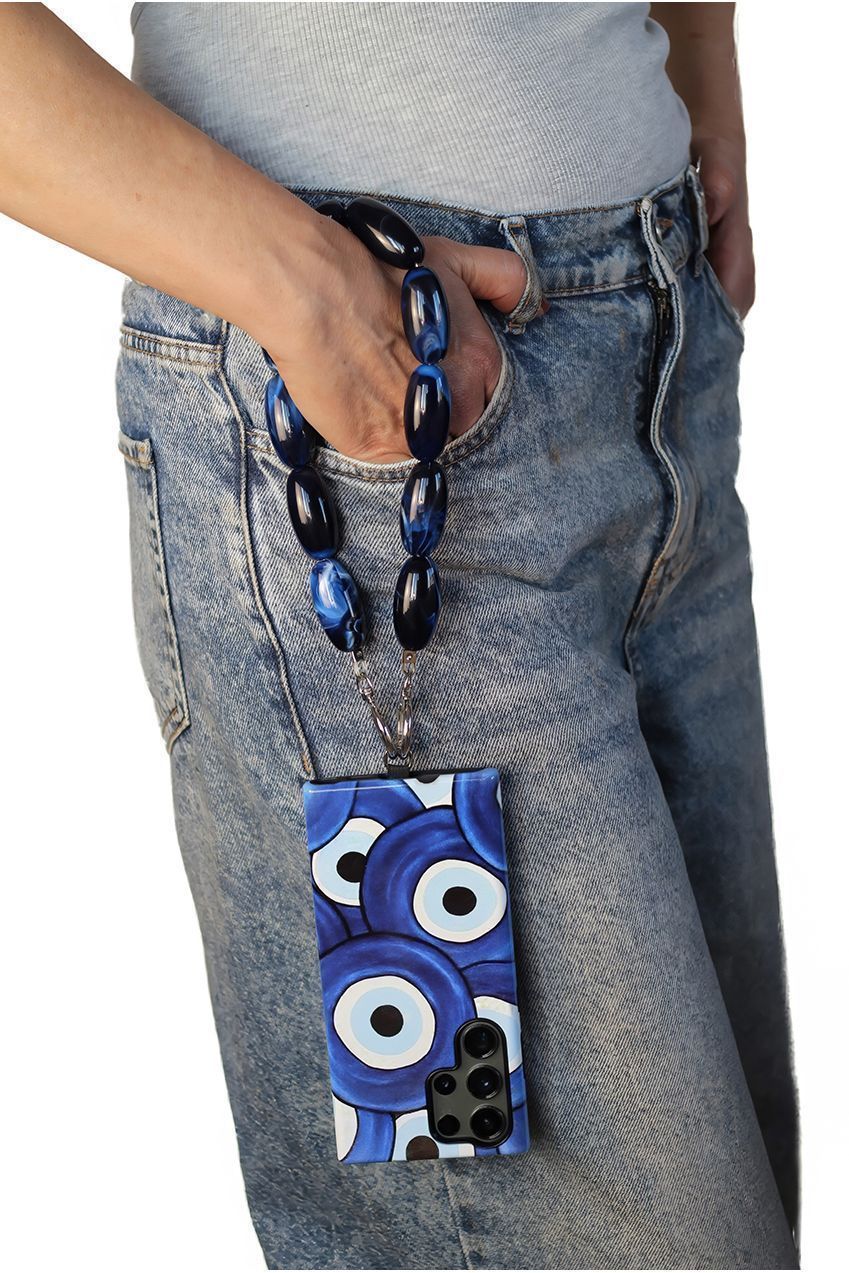 Acrylic Gemstone Phone Strap - Blue CHP-008