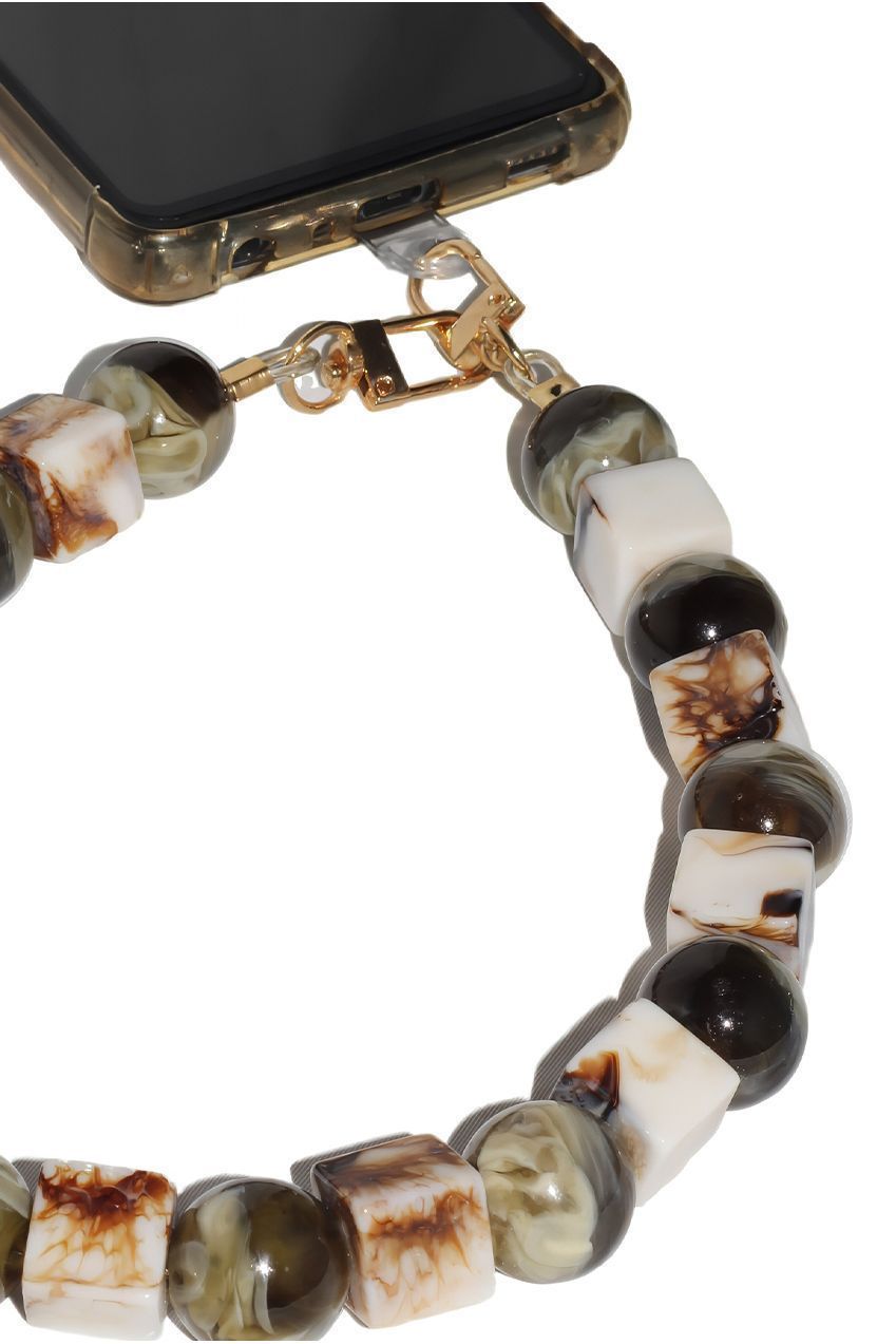 Square & Ball Style Acrylic Phone Strap - Green & White CHP-010