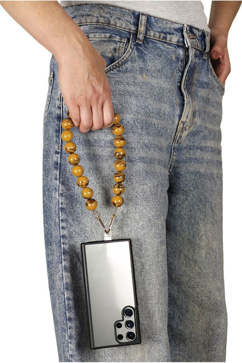 Acrylic Ball Phone Strap - Brown by Goddiva Accessories