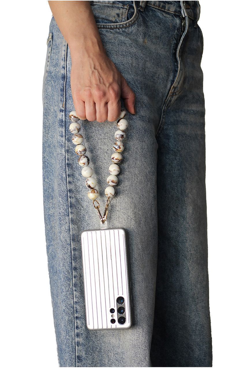 Acrylic Ball Phone Strap - White Marble CHP-011-2