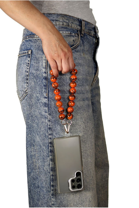 Acrylic Ball Phone Strap - Orange by Goddiva Accessories