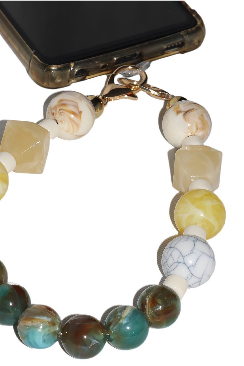 Acrylic Rhombohedral Crystal & Ball Phone Strap - Multicolour CHP-013