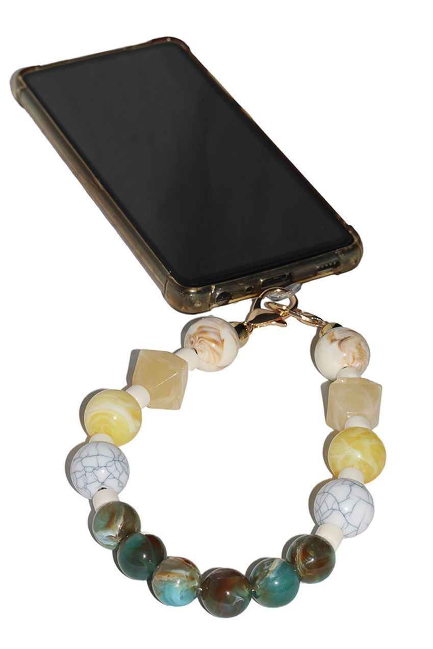 Acrylic Rhombohedral Crystal & Ball Phone Strap - Multicolour CHP-013