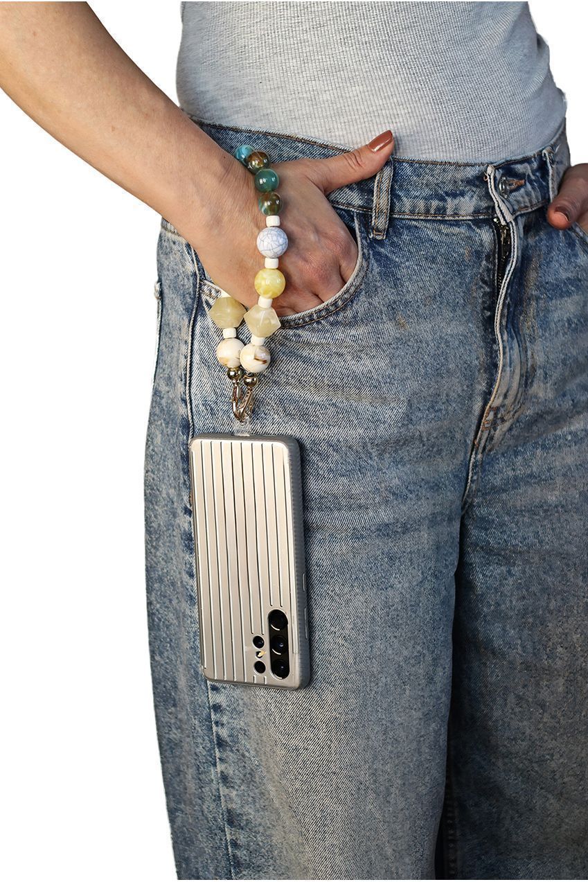 Acrylic Rhombohedral Crystal & Ball Phone Strap - Multicolour CHP-013