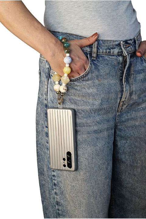 Acrylic Rhombohedral Crystal & Ball Phone Strap - Multicolour by Goddiva Accessories