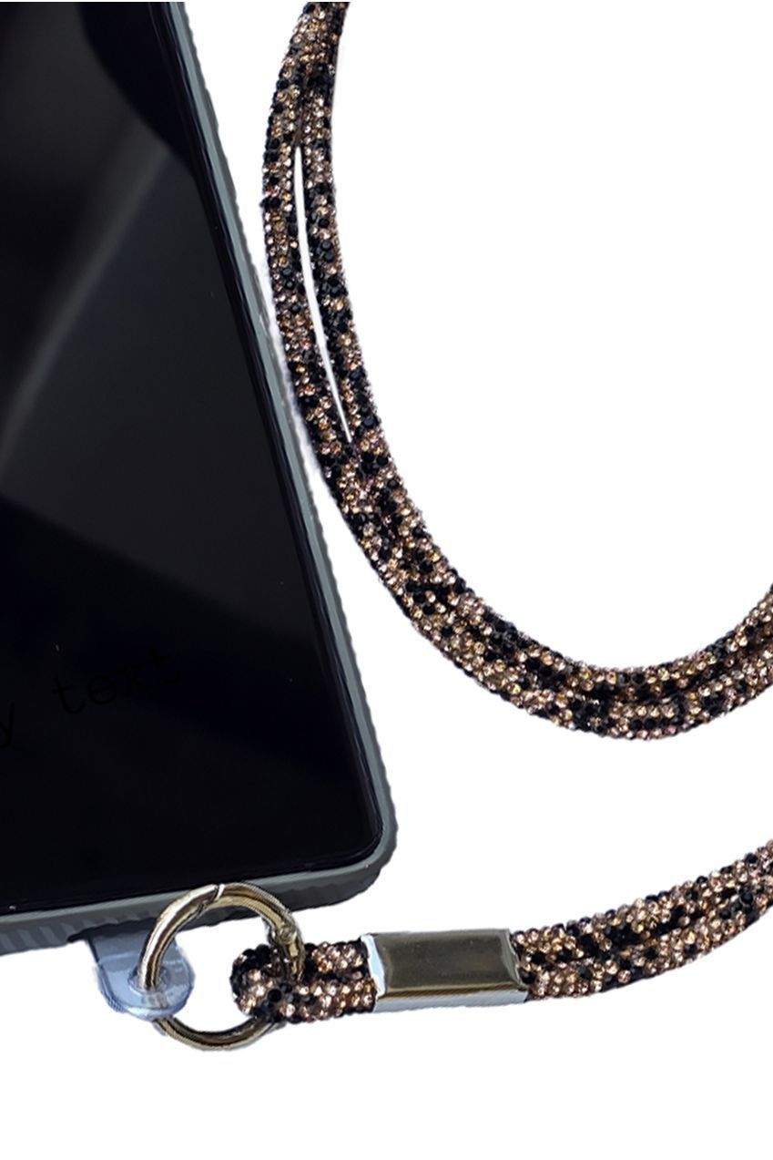 Embellished Phone Strap - Black & Gold CHP-001-4