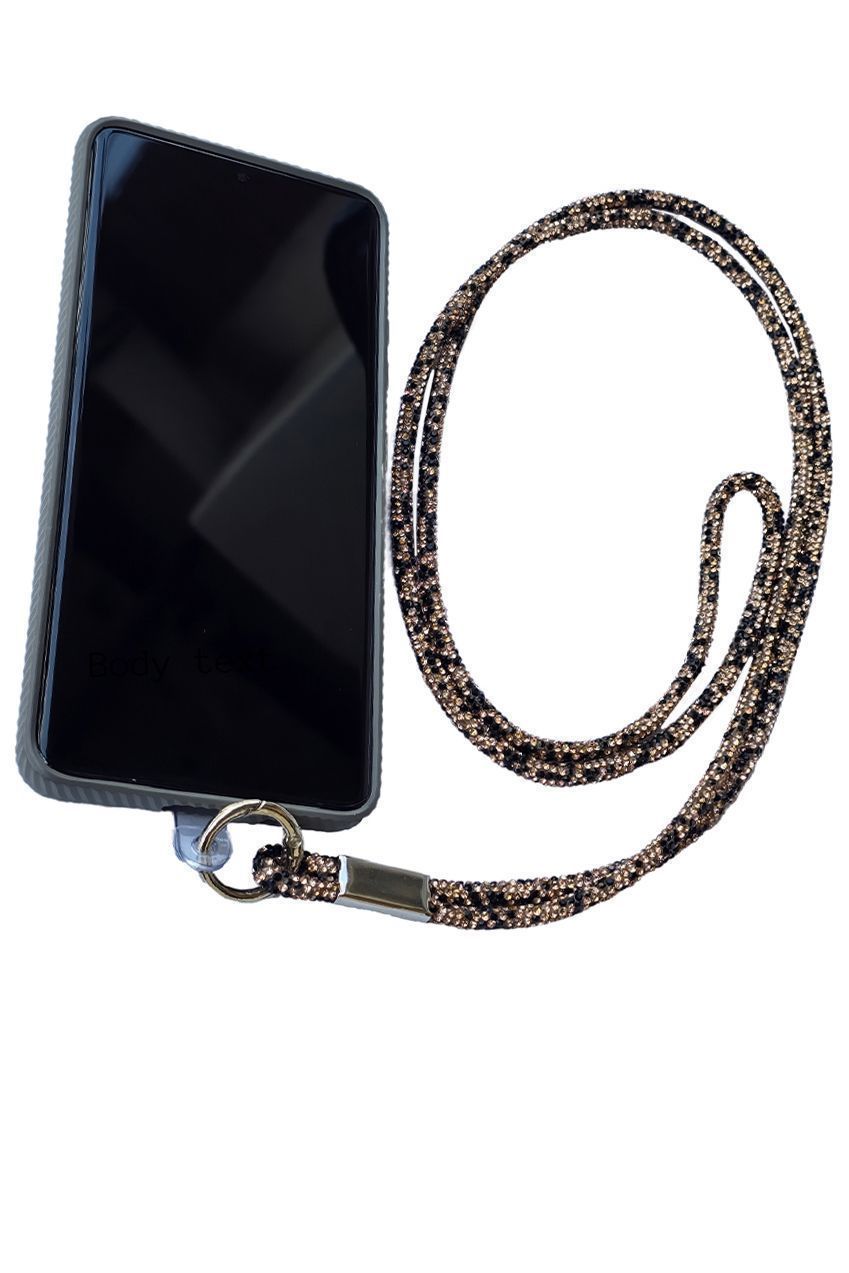 Embellished Phone Strap - Black & Gold CHP-001-4