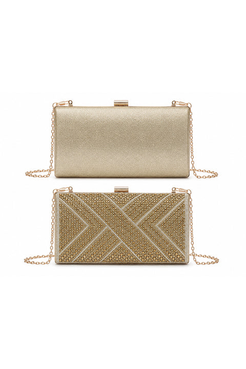 Rhinestone Embellished Box Clutch Bag by Double Second