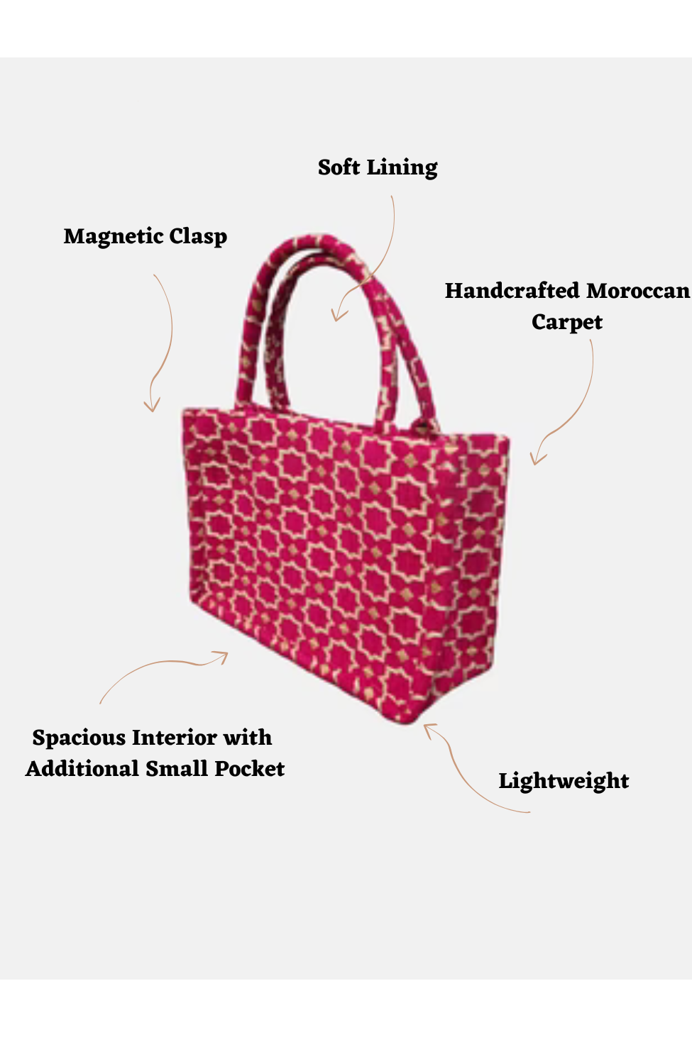 Moroccan Geometric Print Fabric Tote Bag In Pink 8003