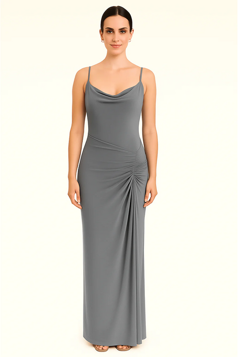 Cowl Neckline Figure-Flattering Spaghetti Strap Dress by Avinci