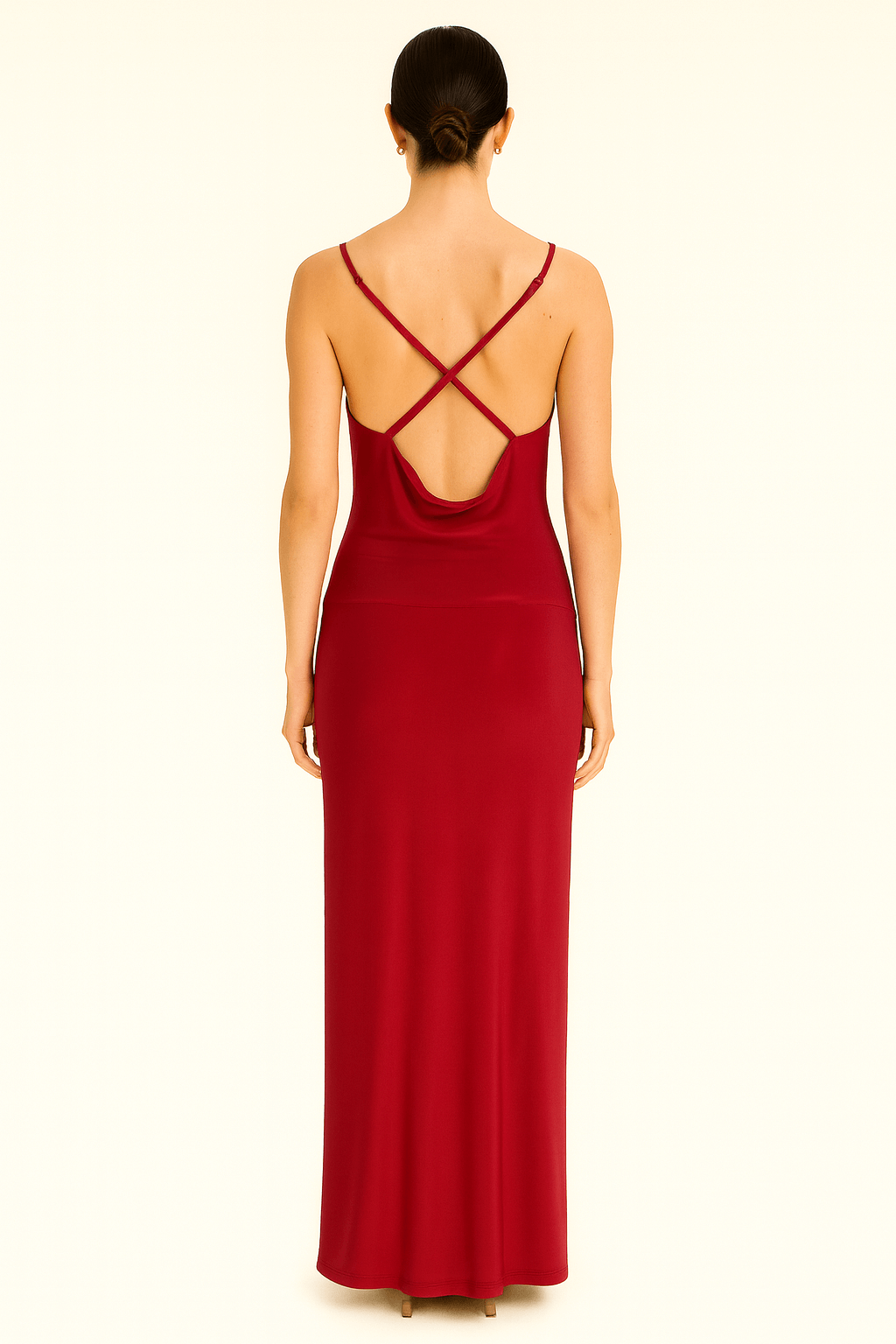 Cowl Neckline Figure-Flattering Spaghetti Strap Dress AV-IMD2522