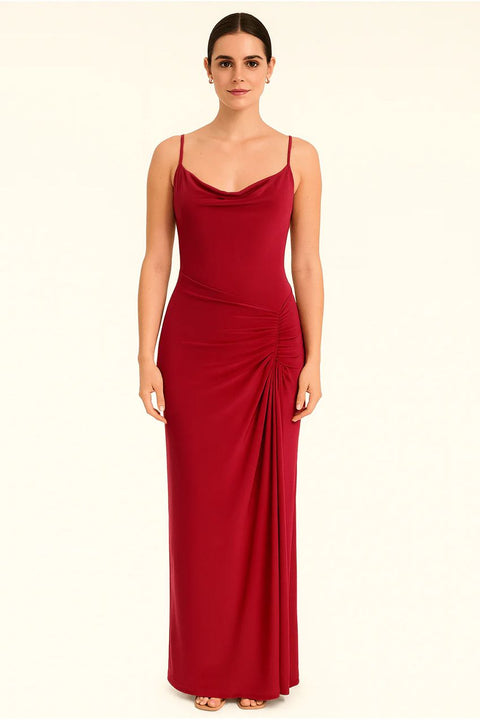 Cowl Neckline Figure-Flattering Spaghetti Strap Dress by Avinci