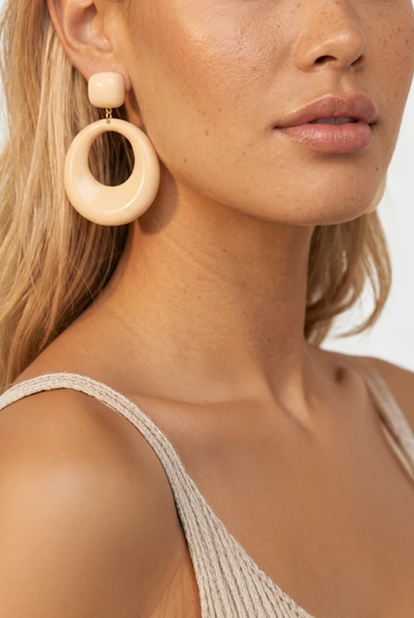 Cream Double Hoop Drop Earrings 673