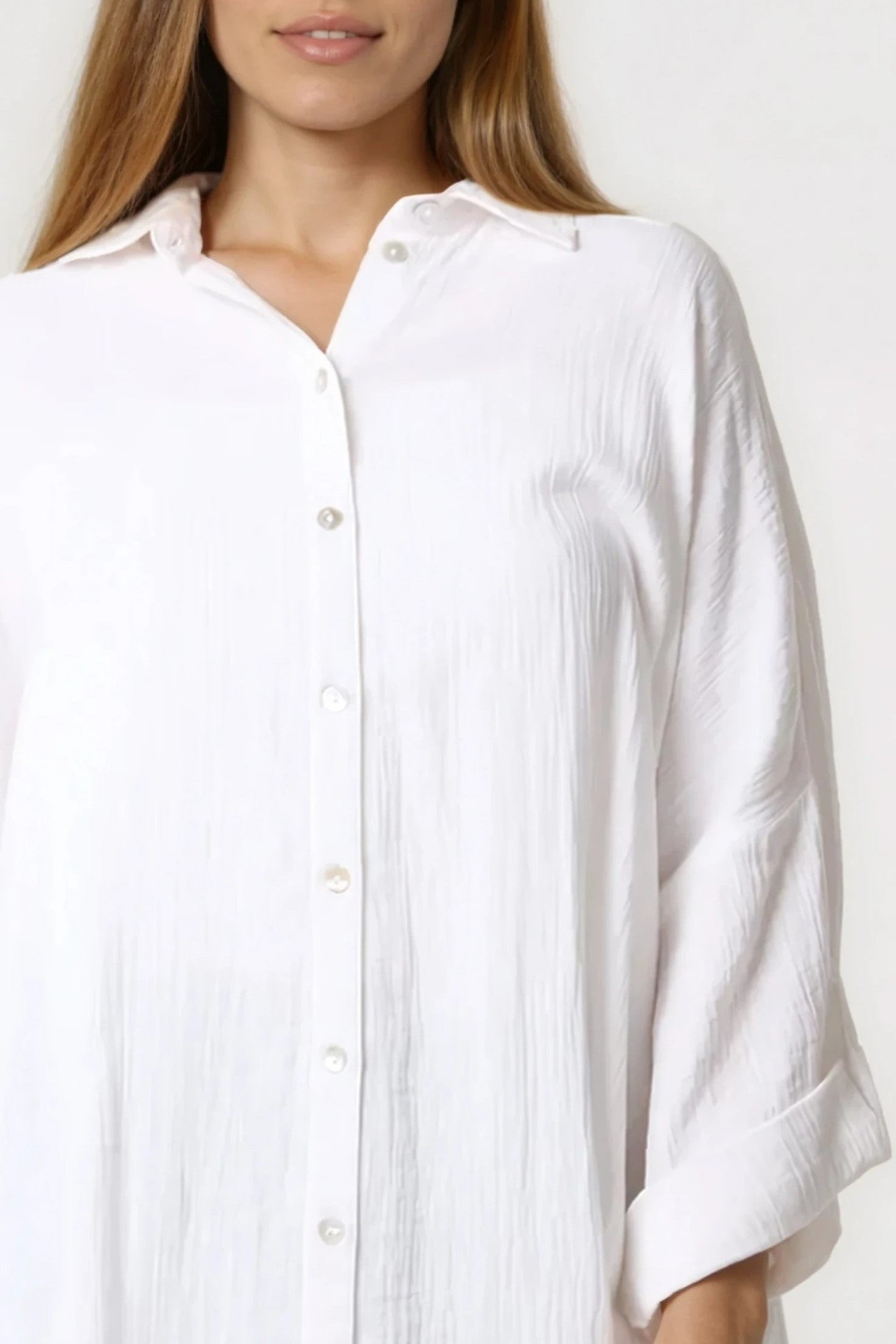 White Oversized Cotton Shirt ALNL269426006
