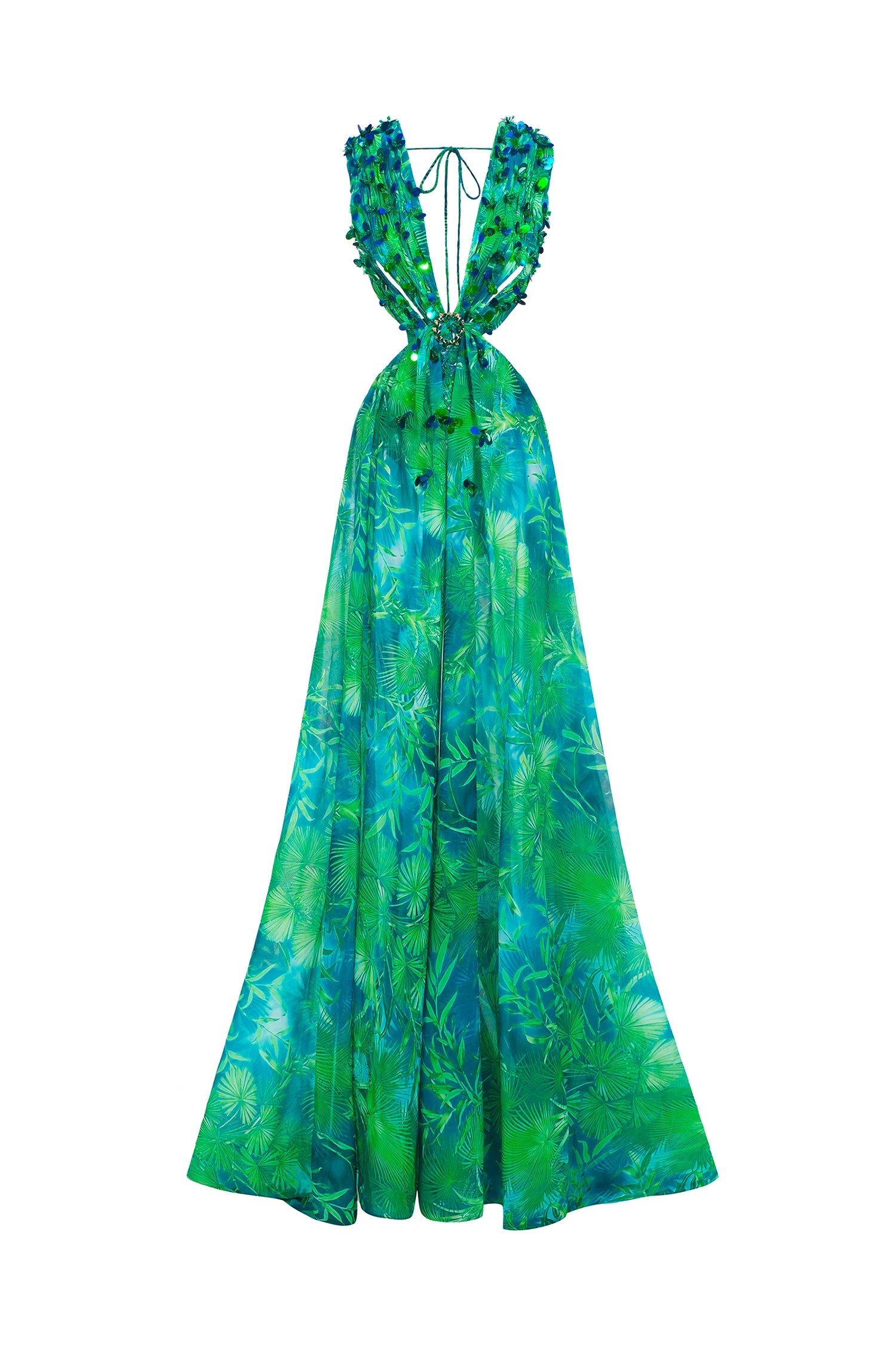 Yoland Printed Embellished Maxi Dress D230400239