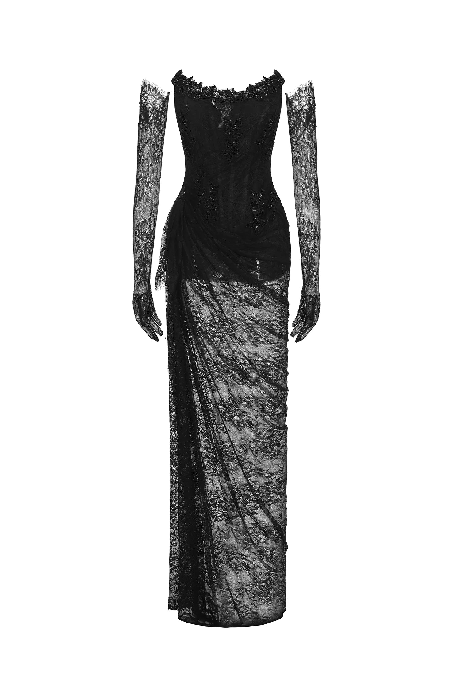 Thandiwe Lace Strapless Maxi Dress D231100300-Black