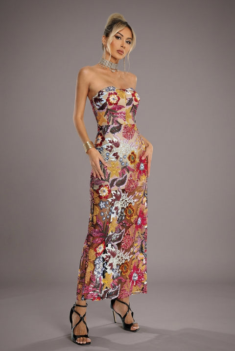 Satu Floral Glitter Maxi Dress by Bella Barnett