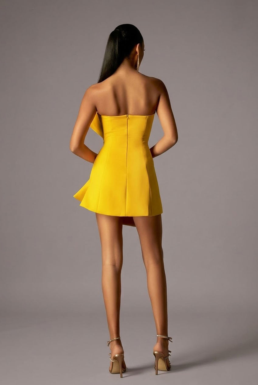 Majrela Bowknot Strapless Mini Dress - Yellow D240701245