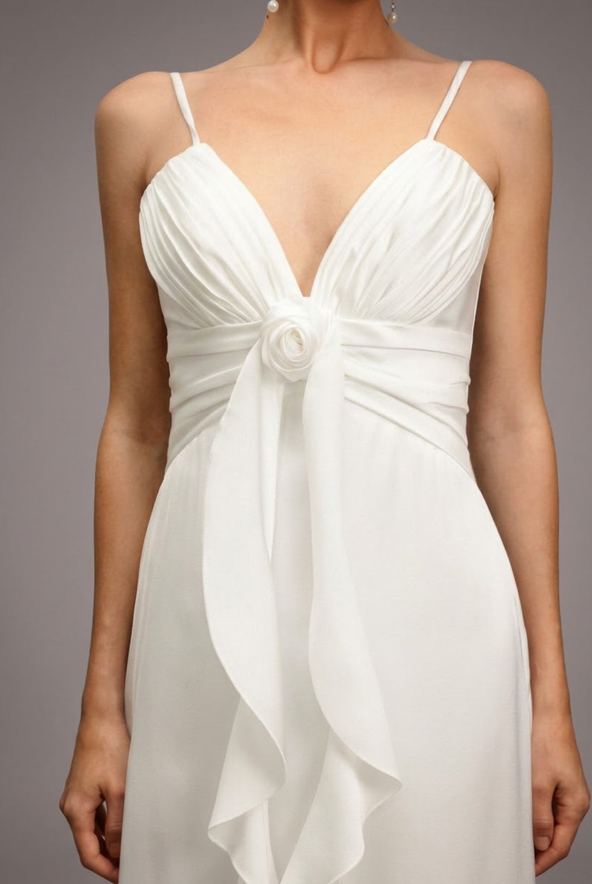 Yvonne Sleeveless V-Neck Flowers Flounce Maxi Dress D250101301