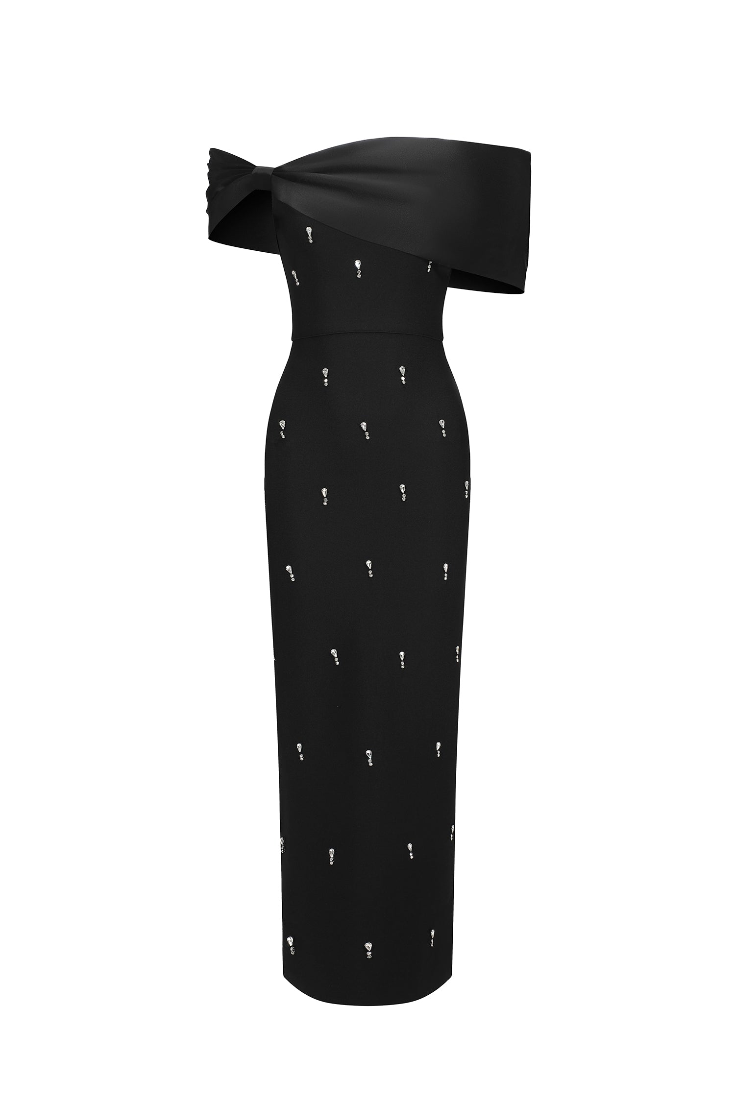 Palez Sleeveless One Shoulder Diamond Bow Bandage Maxi Dress D250101317