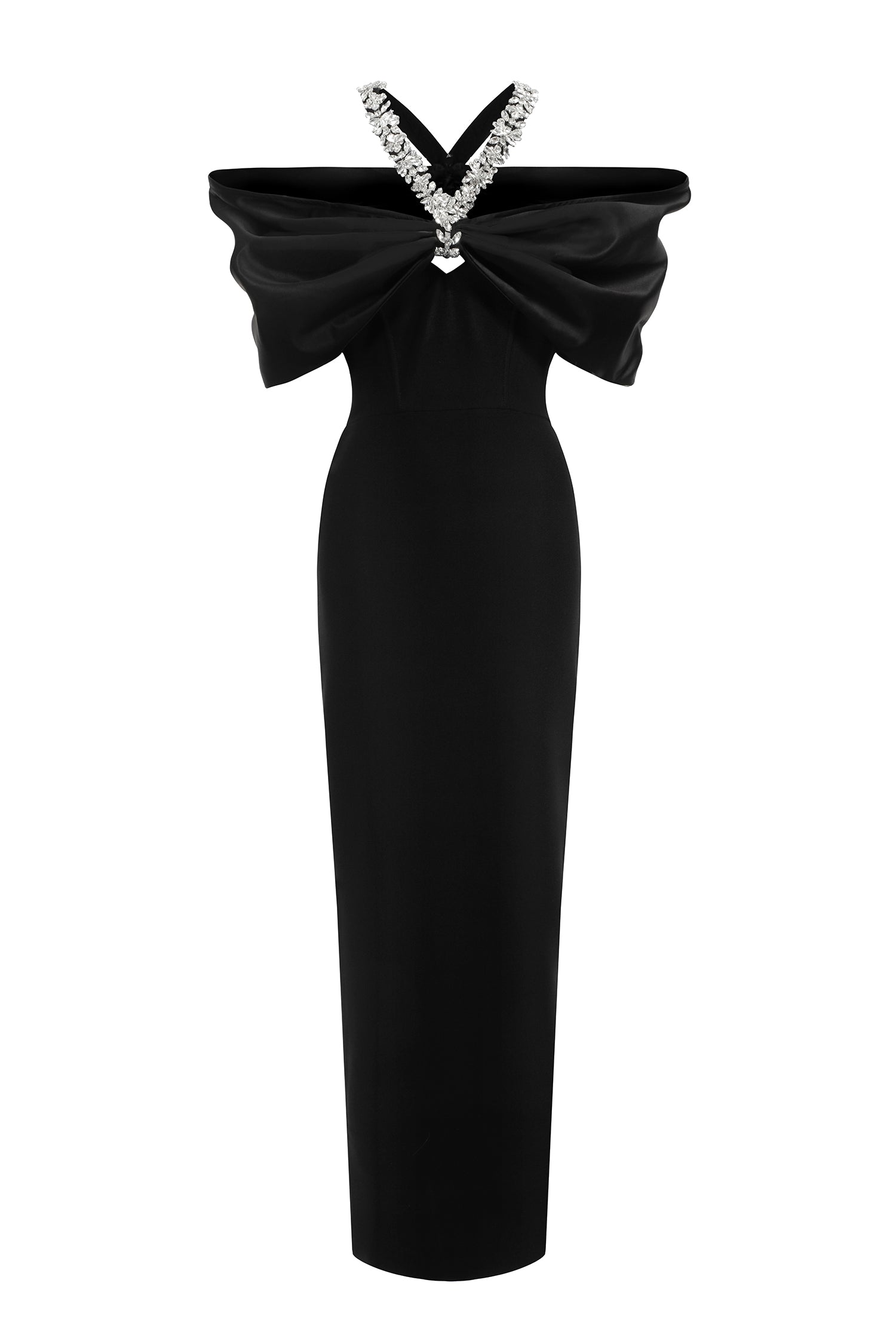 Sloan Halter Diamond Off-The-Shoulder Bandage Maxi Dress D250301626