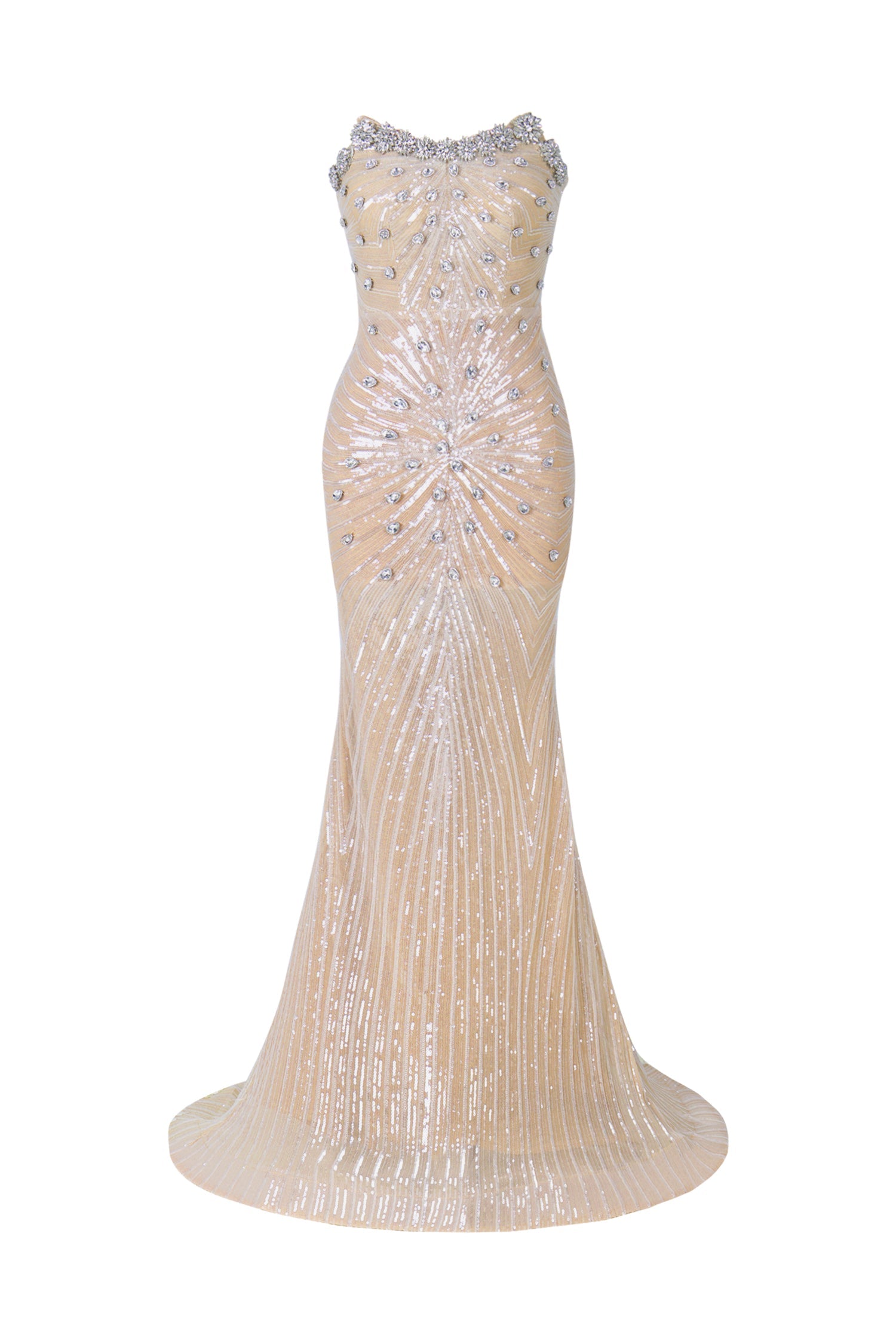Kori Strapless Diamond Sequins Maxi Dress D250601423