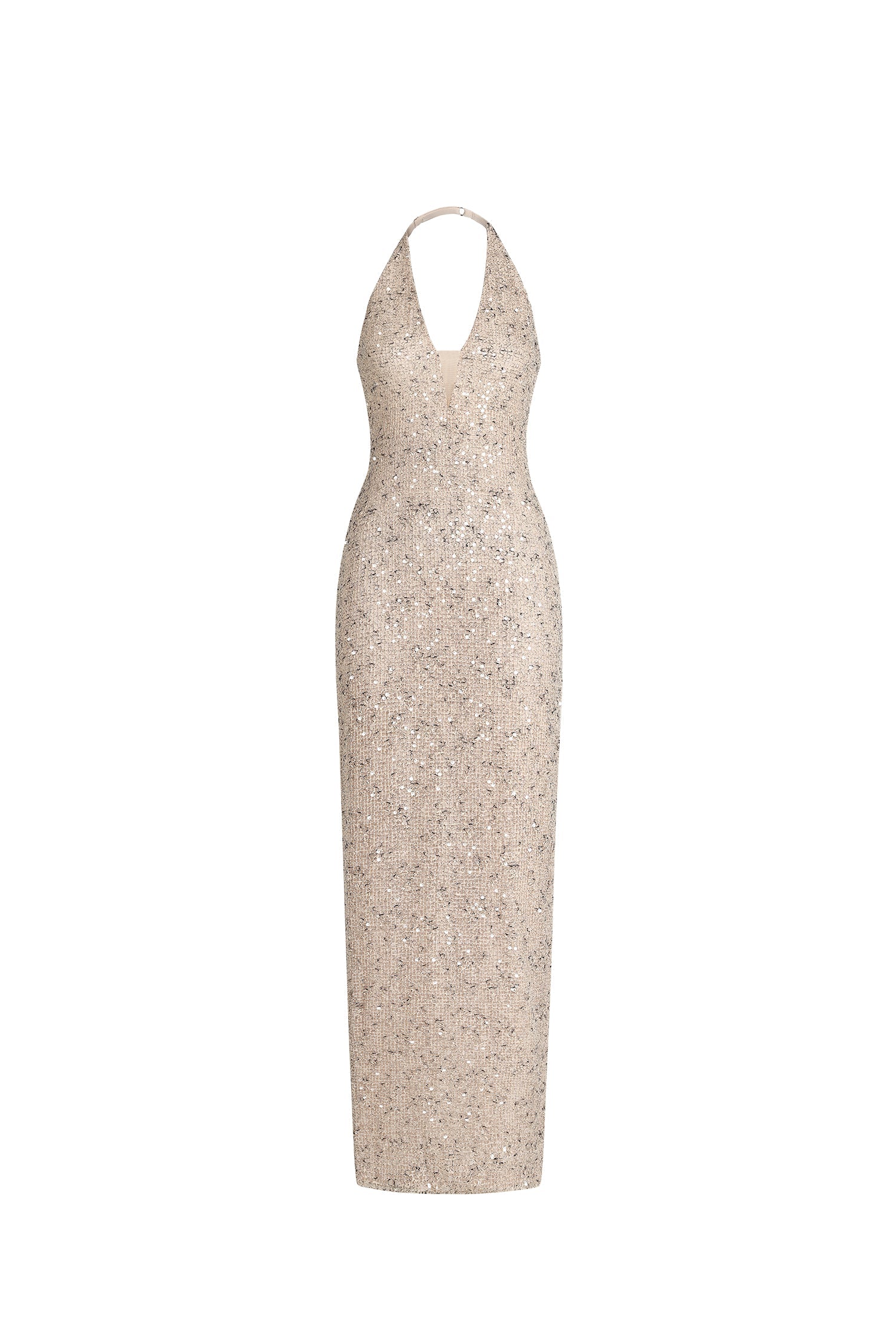Ibbie Halter Sleeveless V-Neck Diamond Maxi Dress D250604401
