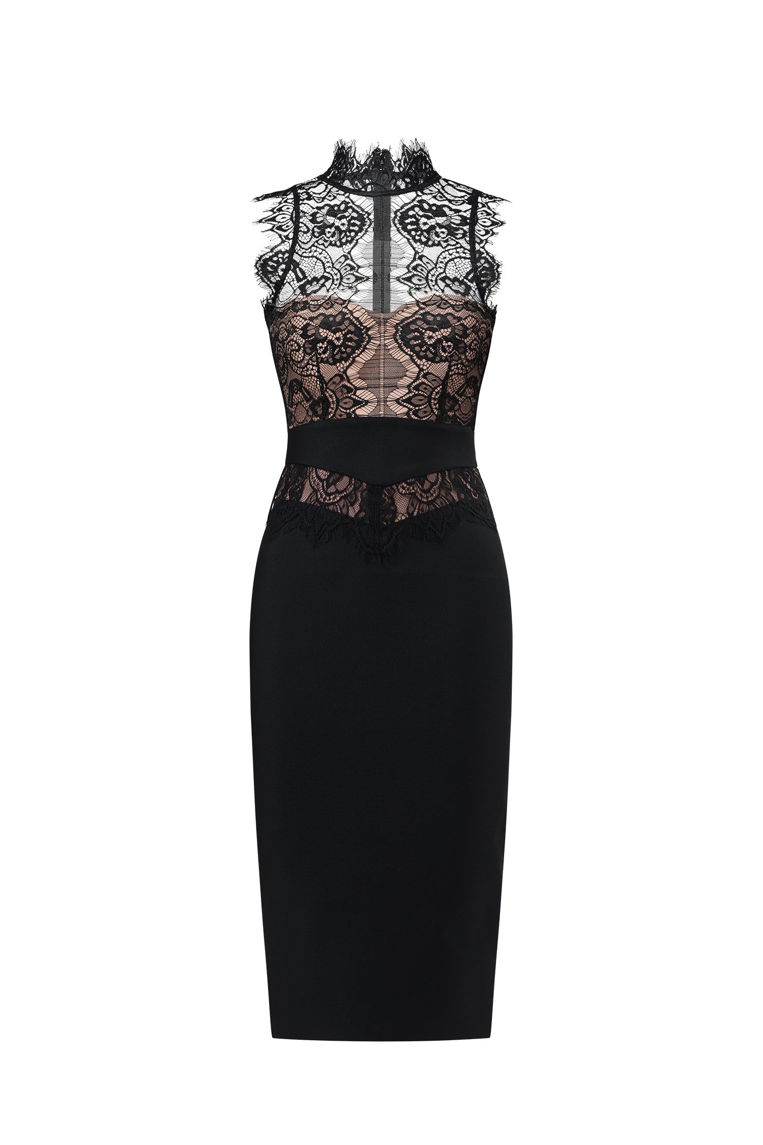 Priscilla Sleeveless Lace Bandage Midi Dress D250801306