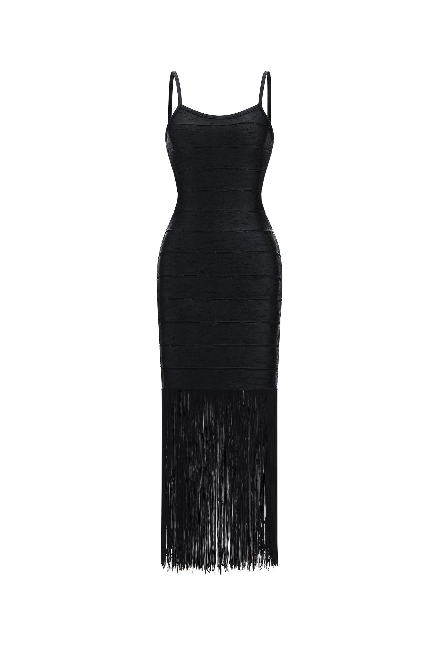 Demere Chic Contour Fringe Bandage Maxi Dress D260401438