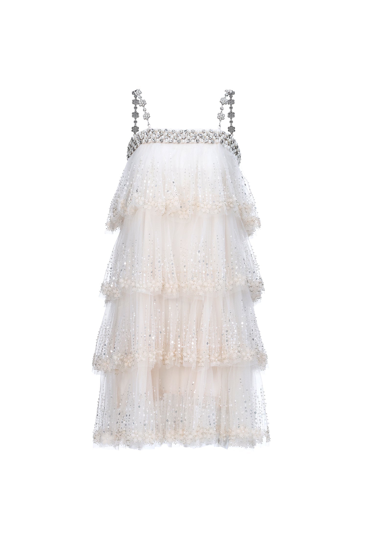 Umeko Elegant Flowy Tiered Ruffle Sequin Mini Dress D260501429