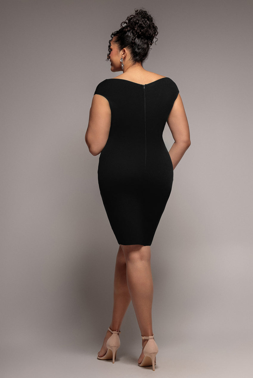 Bardot Pleated Midi Dress - Black DR1092ASCPLUS