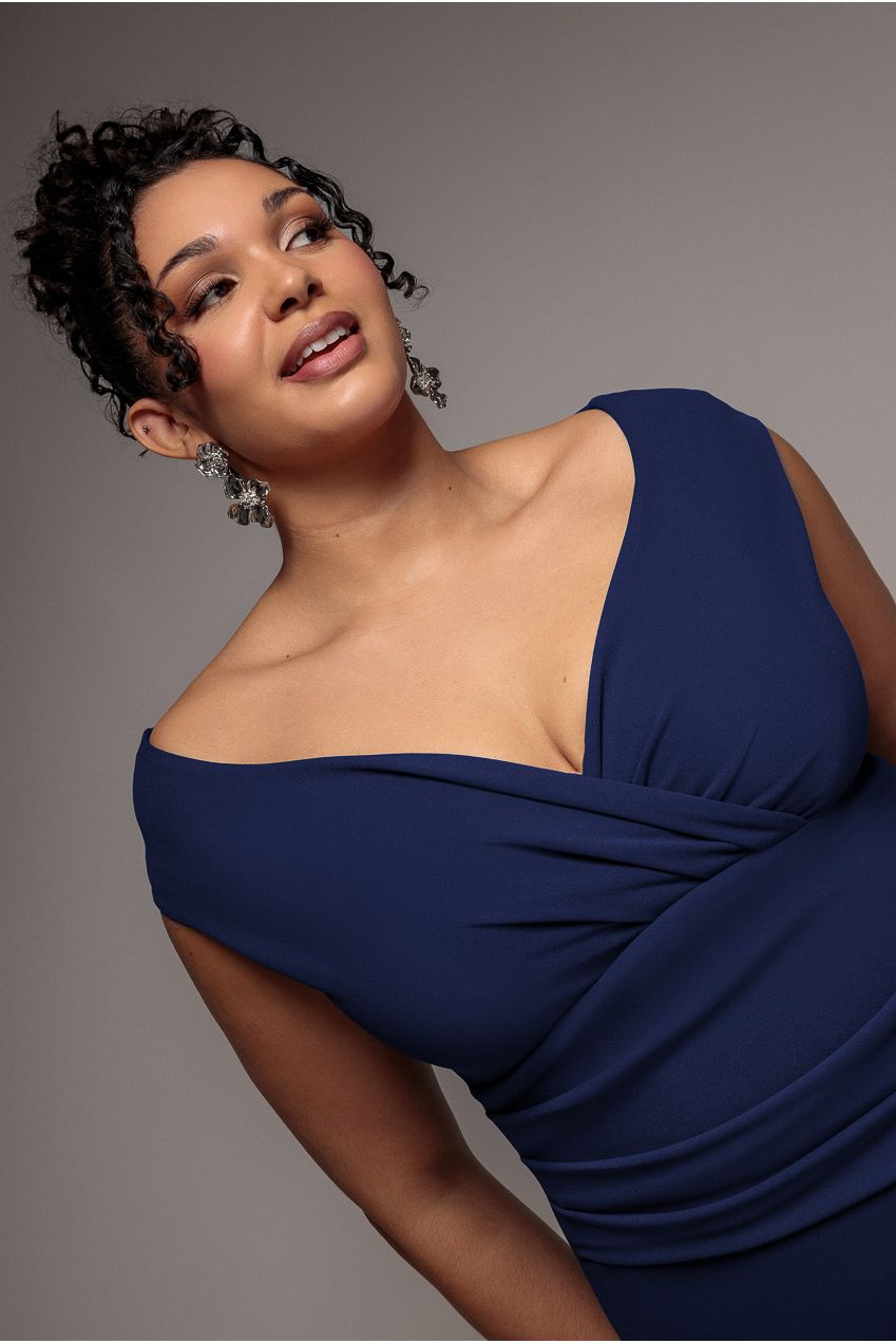 Bardot Pleated Midi Dress - Navy DR1092AP