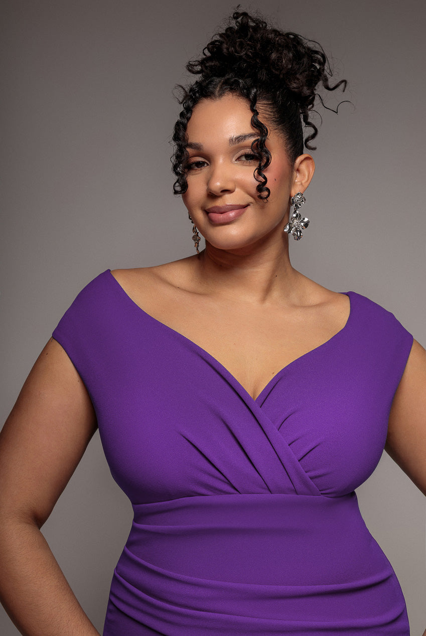Bardot Pleated Midi Dress - Purple DR1092AP