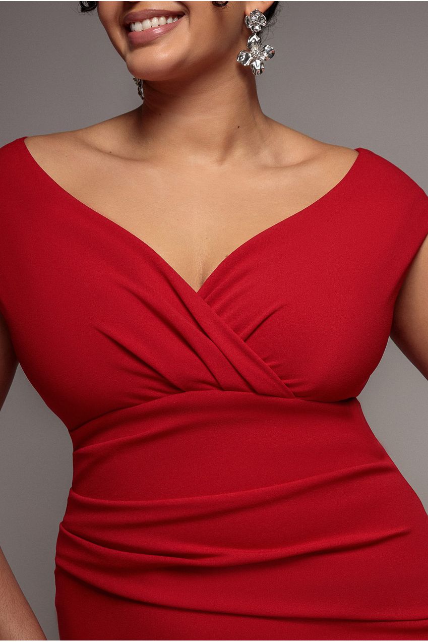 Bardot Pleated Midi Dress - Red DR1092AP