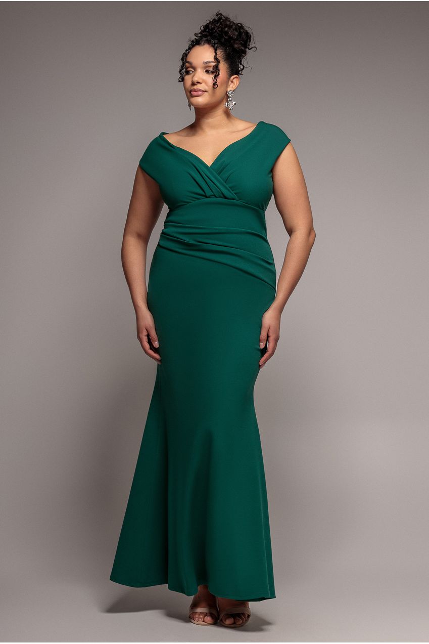Bardot Pleated Maxi Dress - Emerald DR1092PLUS