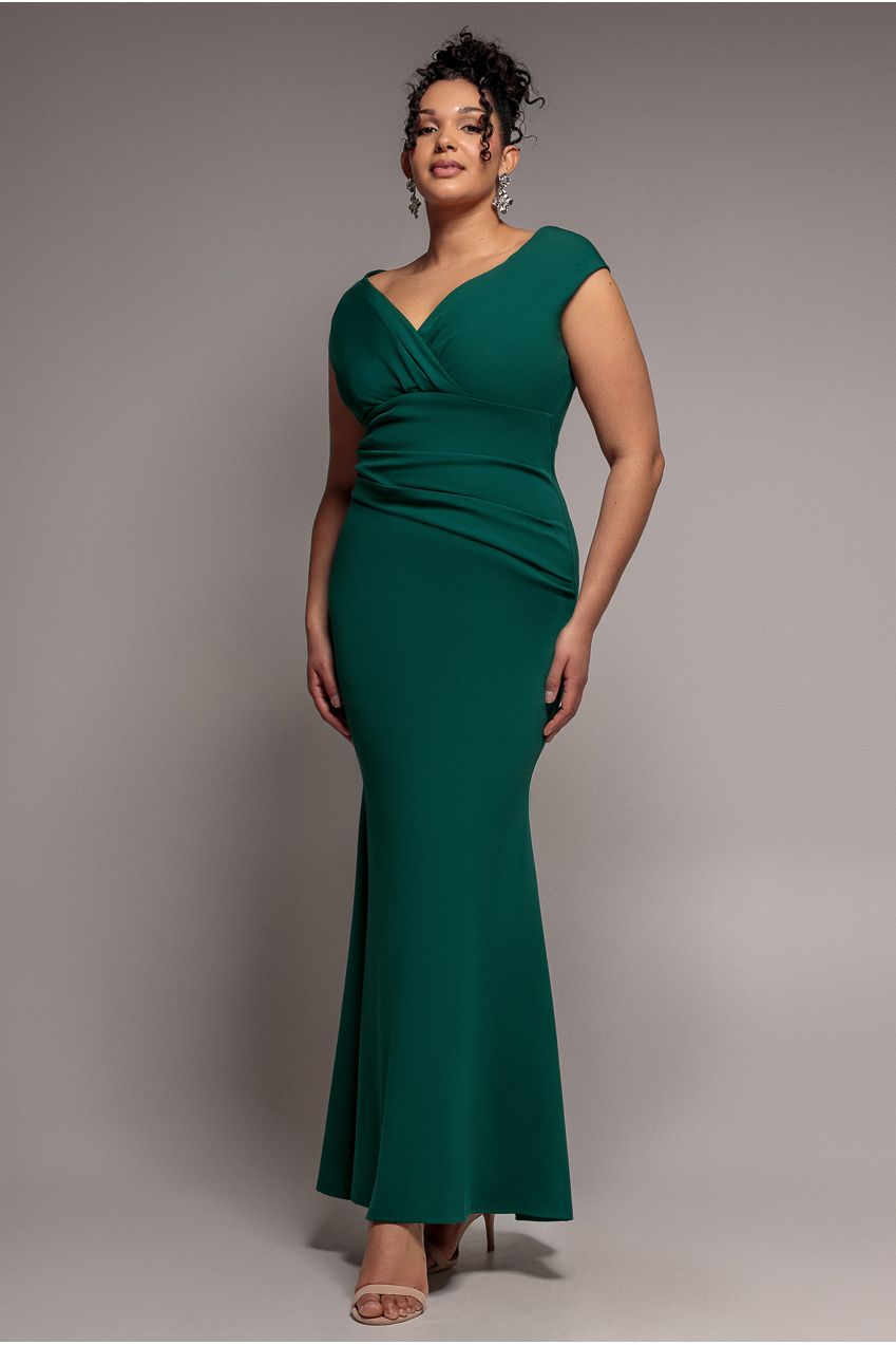 Bardot Pleated Maxi Dress - Emerald Green DR1092SCPLUS
