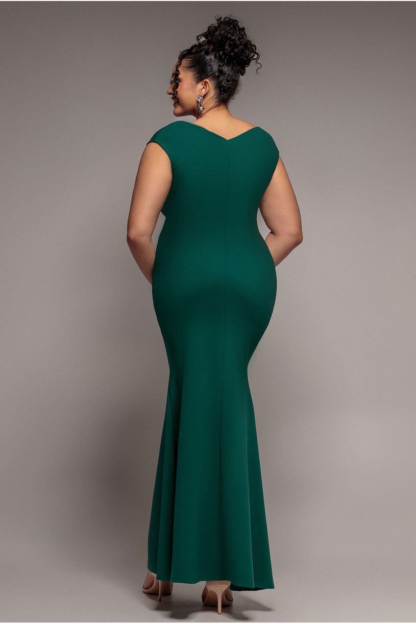 Bardot Pleated Maxi Dress - Emerald Green DR1092SCPLUS
