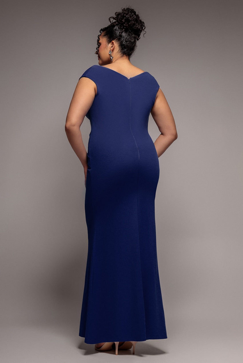 Bardot Pleated Maxi Dress - Navy DR1092PLUS