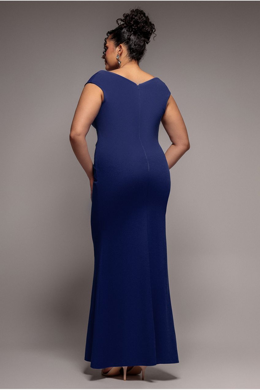 Bardot Pleated Maxi Dress - Navy DR1092PLUS