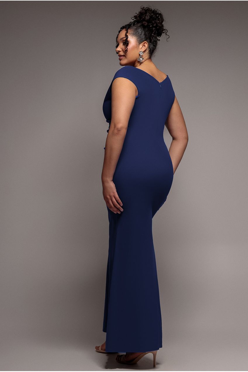Bardot Pleated Maxi Dress - Navy Blue DR1092SCPLUS