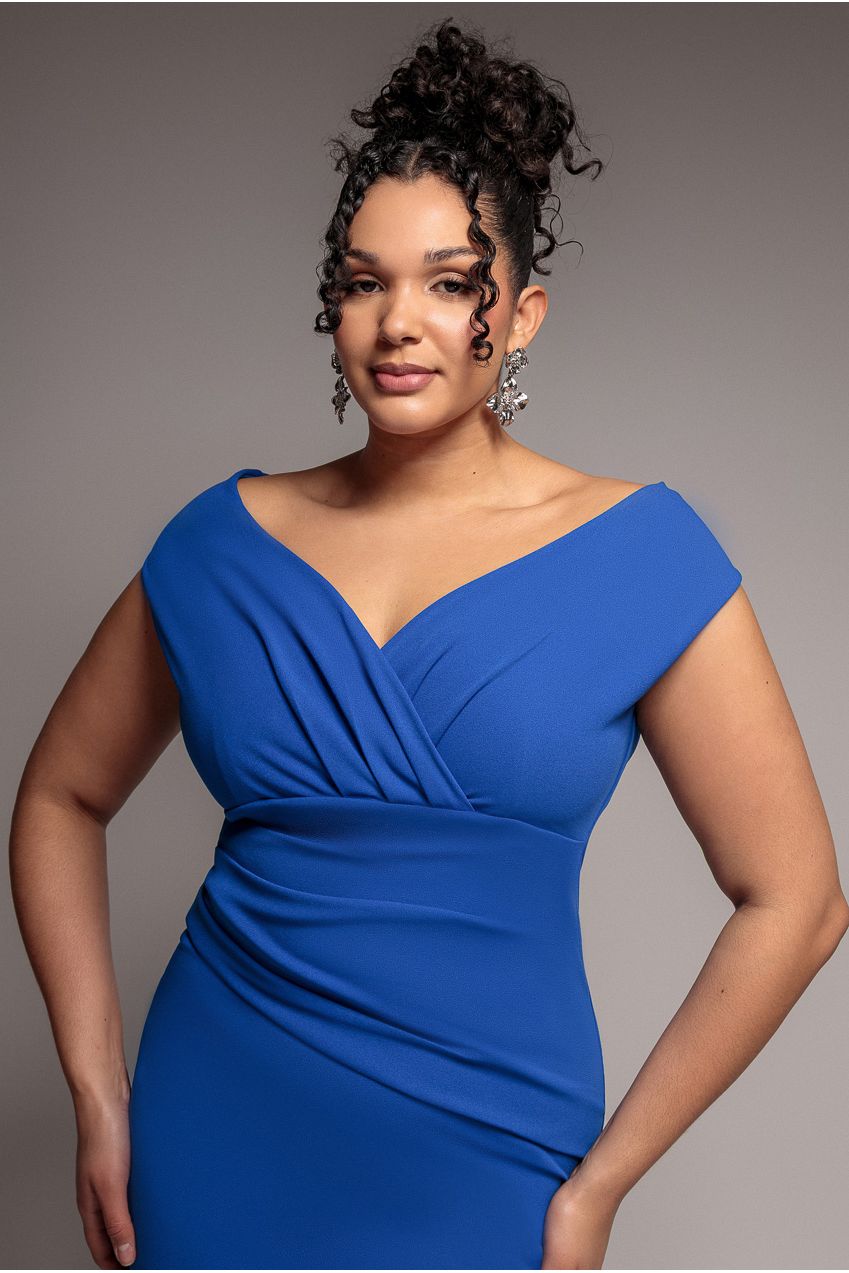 Bardot Pleated Maxi Dress - Royalblue DR1092SCPLUS