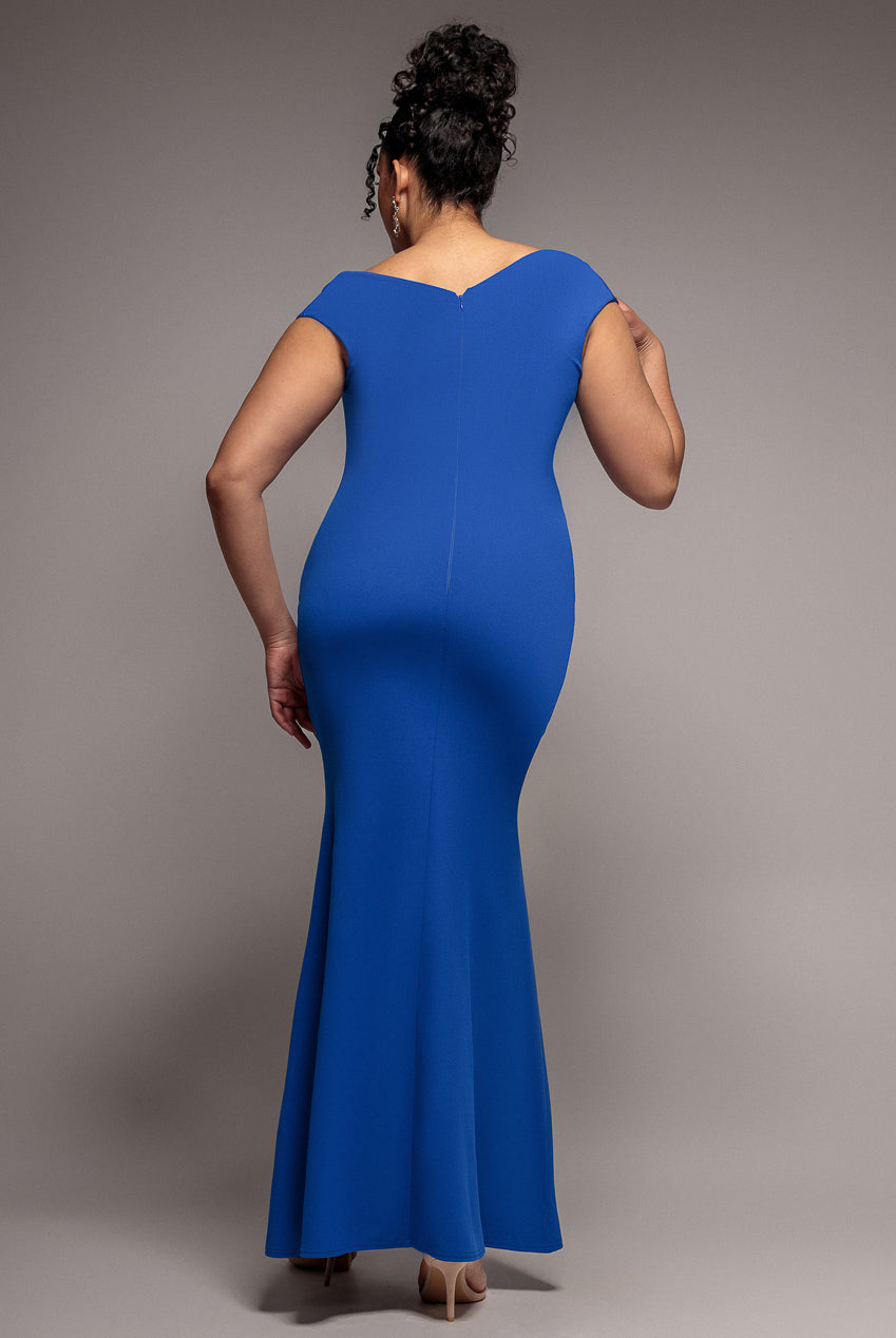 Bardot Pleated Maxi Dress - Royal Blue DR1092P