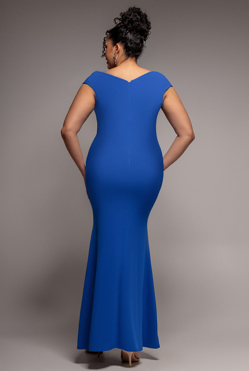 Bardot Pleated Maxi Dress - Royalblue DR1092SCPLUS